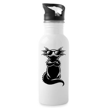 Cooler Axolotl – Sonnenbrille Chef Attitüde - Trinkflasche mit integriertem Trinkhalm - Weiß - Rechts