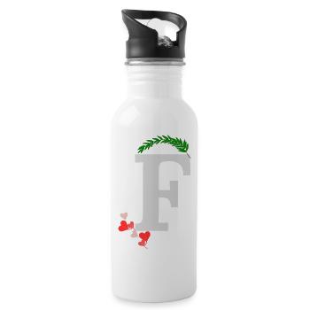 F - Trinkflasche mit integriertem Trinkhalm - Weiß - Rechts