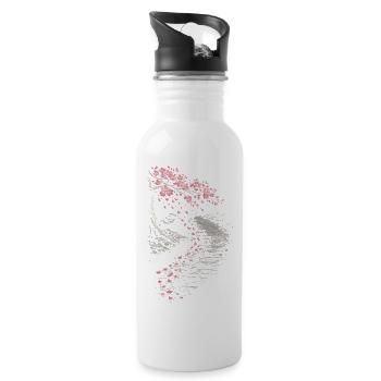 Cherry Blossom Sakura Cherry Blossom - Water bottle with straw - white - Right