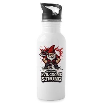 Böser Gnom, Dunkler Gnom, Goth-gnom, Lustiger Gnom - Trinkflasche mit integriertem Trinkhalm - Weiß - Rechts