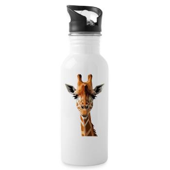 Giraffe Africa Love Safari Wilderness Cute Giraffes - Water bottle with straw - white - Right