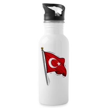 Türkei Fahne - Trinkflasche mit integriertem Trinkhalm - Weiß - Rechts