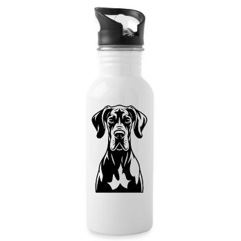 Dogue allemand frontal - Gourde avec paille intégrée - blanc - Droite