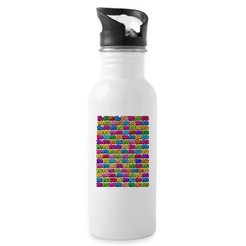 Be Fit Bunte Wiederholung - Trinkflasche mit integriertem Trinkhalm - Weiß - Rechts