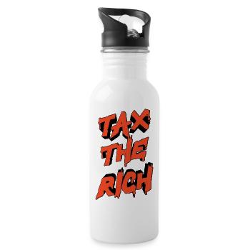 Tax The Rich - Water bottle with straw - white - Right