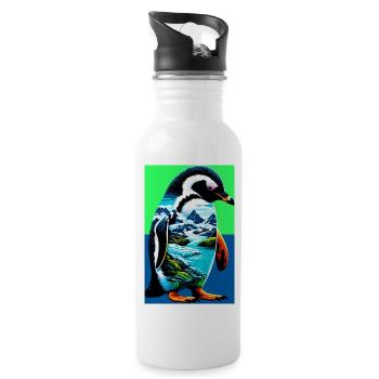 pingouin - Gourde avec paille intégrée - blanc - Droite