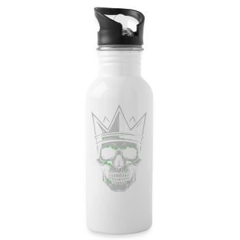 Motif de crâne couronne pour les éventails de crâne et de roche - Gourde avec paille intégrée - blanc - Droite