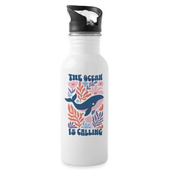 The Ocean Is Calling - Retro Wal Boho Blumen - Trinkflasche mit integriertem Trinkhalm - Weiß - Rechts