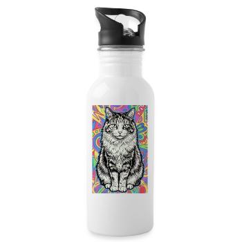 chat - Gourde avec paille intégrée - blanc - Droite