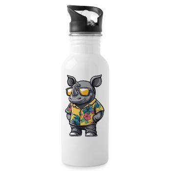 Vacances de bandes dessinées Rhino - Gourde avec paille intégrée - blanc - Droite
