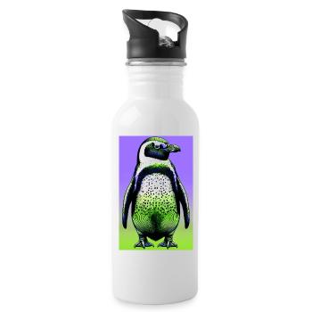 penguin - Water bottle with straw - white - Right