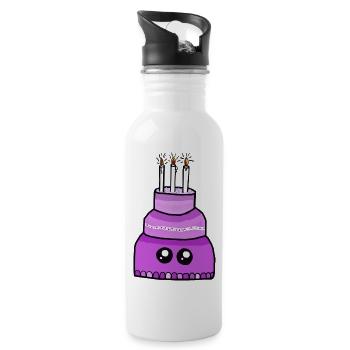 Birthday Kawaii Cake Candles Child - Water bottle with straw - white - Right