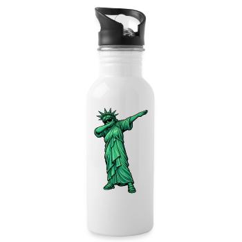Dabbing Statue of Liberty - Water bottle with straw - white - Right