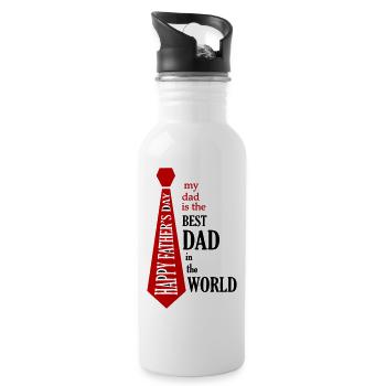 Father's Day - Water bottle with straw - white - Right