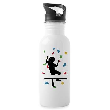 Climbing Wall Girl – Individuelle Klettererin - Trinkflasche mit integriertem Trinkhalm - Weiß - Rechts