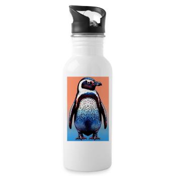 penguin - Water bottle with straw - white - Right