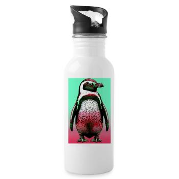 penguin - Water bottle with straw - white - Right