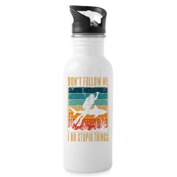 Taucher Hai Don't Follow Me Shirt - Trinkflasche mit integriertem Trinkhalm - Weiß - Rechts
