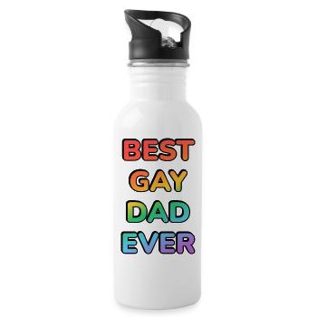 Bester schwuler Vater aller Zeiten LGBT Pride Regenbogentext - Trinkflasche mit integriertem Trinkhalm - Weiß - Rechts