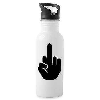 Middle finger - Water bottle with straw - white - Right
