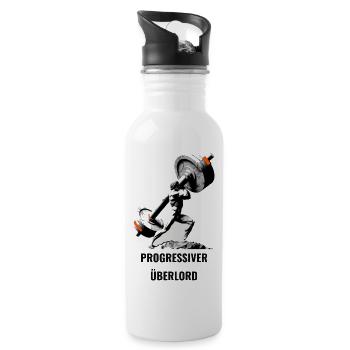Progressiver Überlord | Progressive Overload Shirt - Trinkflasche mit integriertem Trinkhalm - Weiß - Rechts