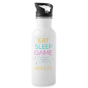 JEU DE MANGER ET SOMMEIL RÉPÉTER Neon Zocken Gaming - Gourde avec paille intégrée - blanc - Droite
