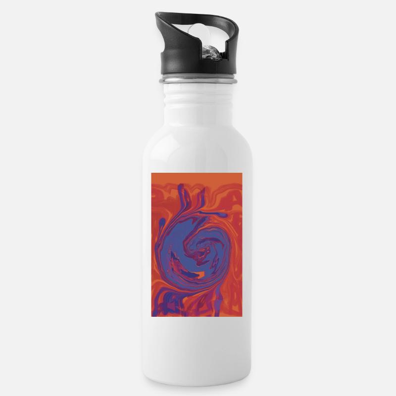 Marmorinferno-Spirale - Trinkflasche mit integriertem Trinkhalm - Weiß