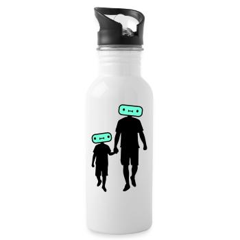 Familie Silhouette Liebe Kinder Eltern Mama Papa - Trinkflasche mit integriertem Trinkhalm - Weiß - Rechts