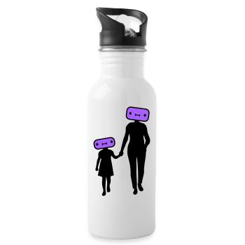 Familie Silhouette Liebe Kinder Eltern Mama Papa - Trinkflasche mit integriertem Trinkhalm - Weiß - Rechts