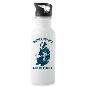 Books Coffee And No People Dachs - Trinkflasche mit integriertem Trinkhalm - Weiß - Rechts