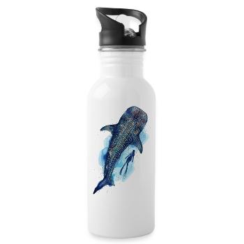 Géant requin-baleines et plongeur - Gourde avec paille intégrée - blanc - Droite