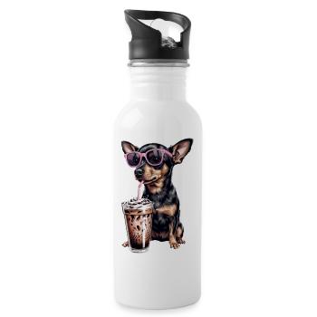 Milkshake Chihuahua avec lunettes de soleil roses - Gourde avec paille intégrée - blanc - Droite