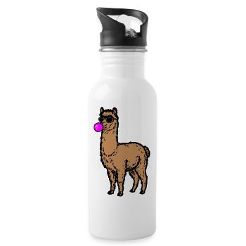 Cooles Lama im Minimal-Comic - Trinkflasche mit integriertem Trinkhalm - Weiß - Rechts