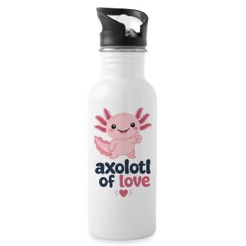 Axolotl de l’Amour : Mignonnerie Rose - Gourde avec paille intégrée - blanc - Droite