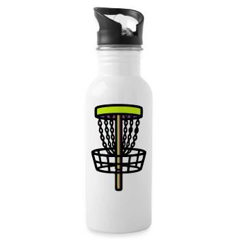 Logo du but de panier en disc golf - Gourde avec paille intégrée - blanc - Droite