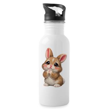 Petit lapin mignon : Câlin affectueux - Gourde avec paille intégrée - blanc - Droite