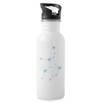 Constellation de l’étoile de la Vierge Signe du zodiaque bleu pastel - Gourde avec paille intégrée - blanc - Droite