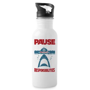 Pause the Game Not My Responsibilities - Water bottle with straw - white - Right