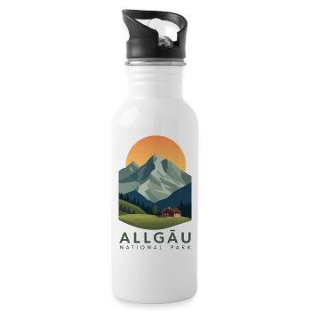 Parc national de l’Allgäu | Montagne Vintage - Gourde avec paille intégrée - blanc - Droite