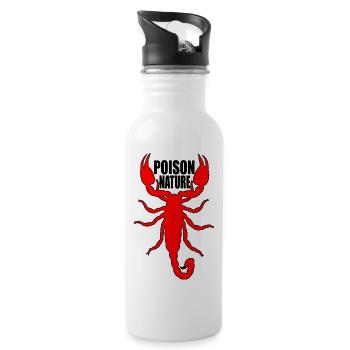 Roter Skorpion auf schwarzem Hintergrund - Trinkflasche mit integriertem Trinkhalm - Weiß - Rechts