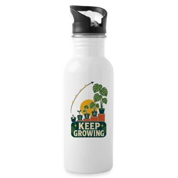 Keep Growing – Retro Pflanzen Motivation - Trinkflasche mit integriertem Trinkhalm - Weiß - Rechts