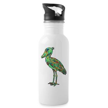 Leaded Glass Bird Blaze of Colors Shoebill Shoebill - Water bottle with straw - white - Right