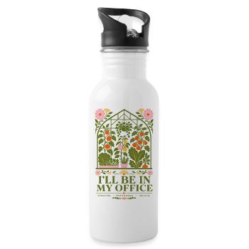 Je vais être dans mon bureau Jardinage bio - Gourde avec paille intégrée - blanc - Droite