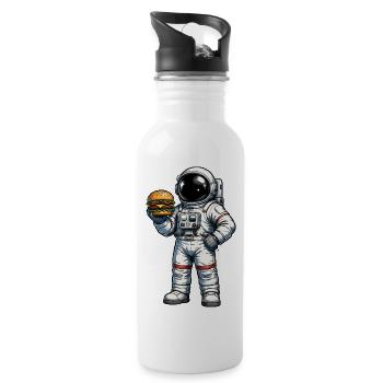 Astronaut with burger in space - Water bottle with straw - white - Right