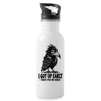  I Got Up Early There Was No Worm Funny Crow - Trinkflasche mit integriertem Trinkhalm - Weiß - Rechts