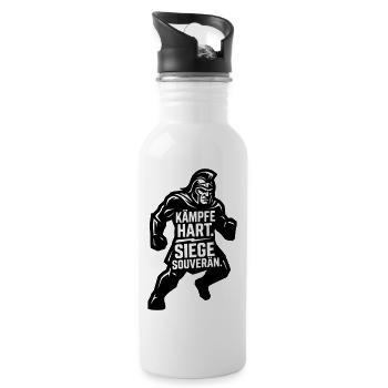 Kämpfe hart siege souverän - Trinkflasche mit integriertem Trinkhalm - Weiß - Rechts