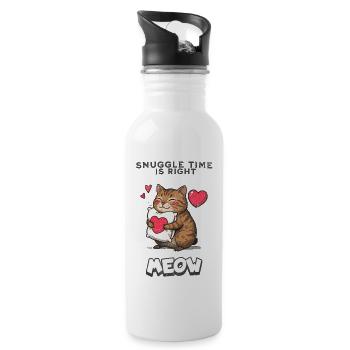 Snuggle Time Is Right Meow Katze Kuscheln Geschenk - Trinkflasche mit integriertem Trinkhalm - Weiß - Rechts