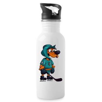 Eishockey Hund - Trinkflasche mit integriertem Trinkhalm - Weiß - Rechts
