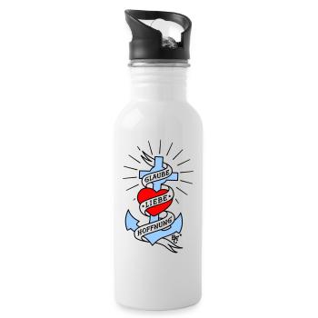 Glaube Liebe Hoffnung tall colored - Trinkflasche mit integriertem Trinkhalm - Weiß - Rechts