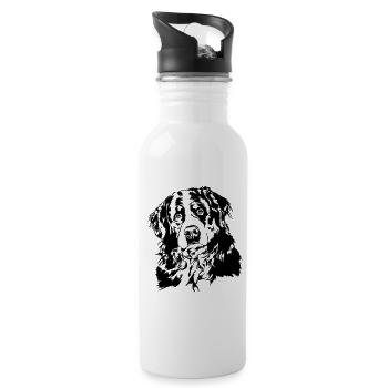 BERNER SENNENHUND Dog portrait of Wilsign's dogs - Water bottle with straw - white - Right